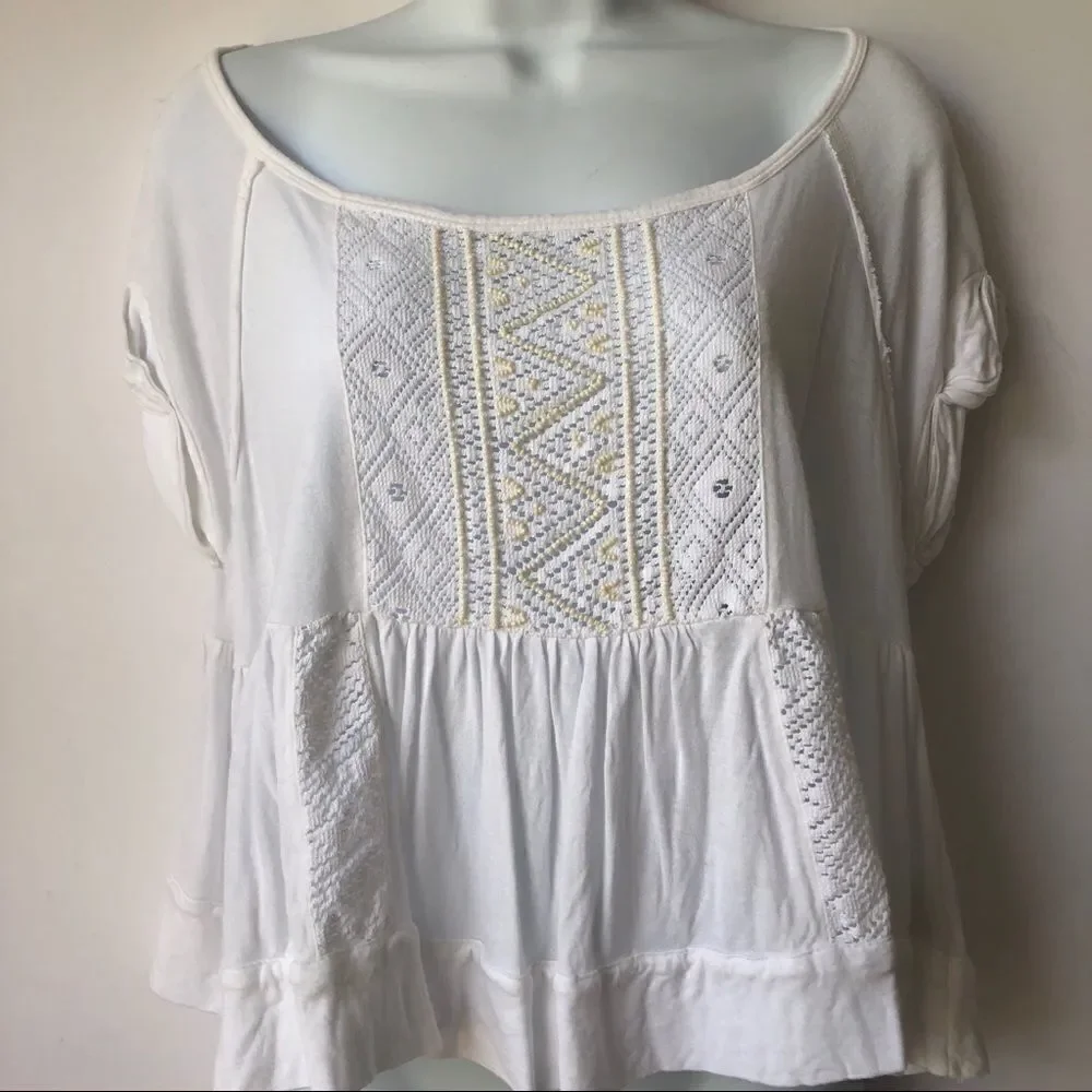 🎃FREE PEOPLE BOHO BEADED AZTEC CROP TOP